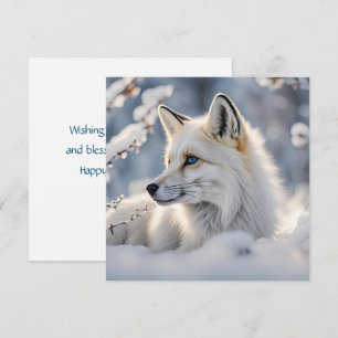 Solstice d'hiver Jolie carte plat renard de neige