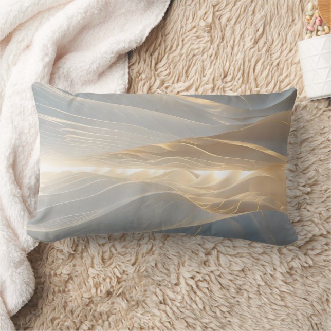 Solstice Echo – Luminous Gold Wave Abstract Throw  Lendenkissen (Decke)