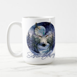 Solstice Segnungen Winter Wolf Mondlicht Woods Kaffeetasse