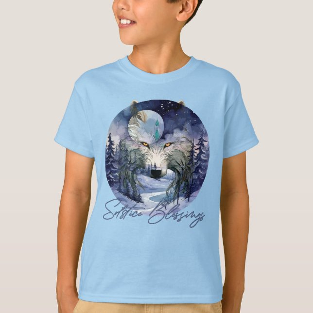 Solstice Segnungen Winter Wolf Mondlicht Woods T-Shirt (Vorderseite)