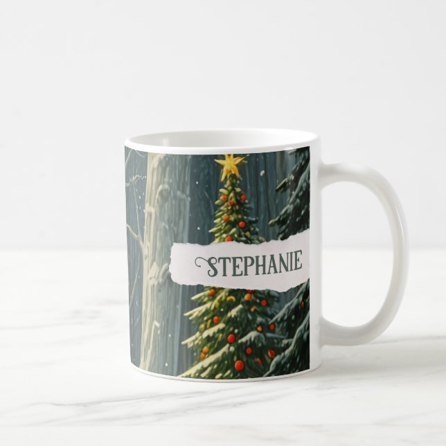 Solstice Spruce Personalisiert Weihnachten Kaffeetasse (Rechts)