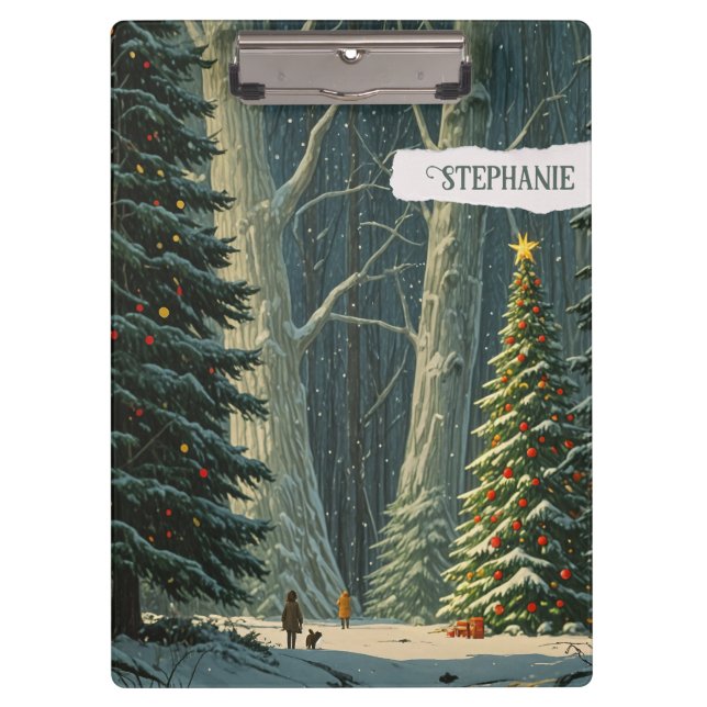 Solstice Spruce Personalisiert Weihnachten Klemmbrett (Vorderseite)