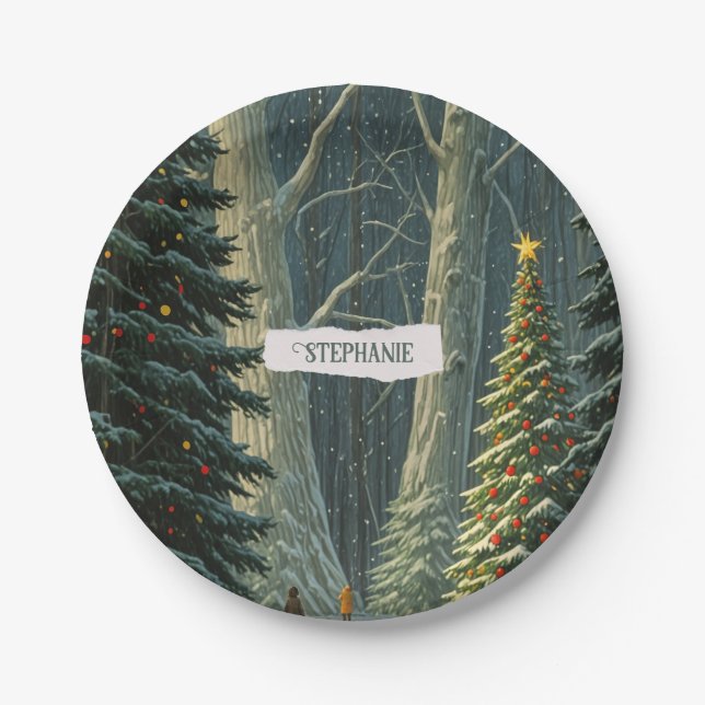 Solstice Spruce Personalisiert Weihnachten Pappteller (Vorderseite)