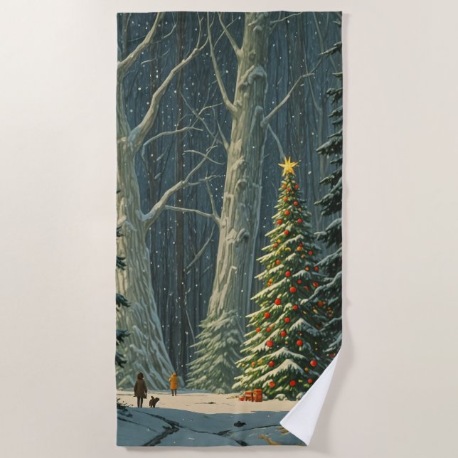 Solstice Spruce Weihnachten Strandtuch (Vorderseite)