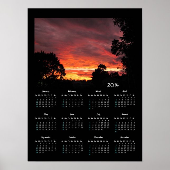Solstice Sunset Kalender ~ Druck Poster (Vorne)