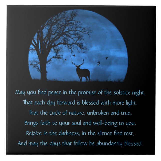 Solstice Weihnachten Pagan Holiday Segnungen Elk & Fliese (Vorderseite)
