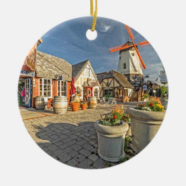 Solvang Windmühlen-Ansicht Keramikornament (Vorne)