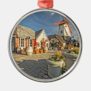 Solvang Windmühlen-Ansicht Silbernes Ornament
