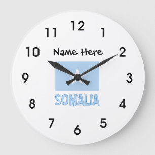 Somalia and Somali Flag with Your Name Large Clock Große Wanduhr