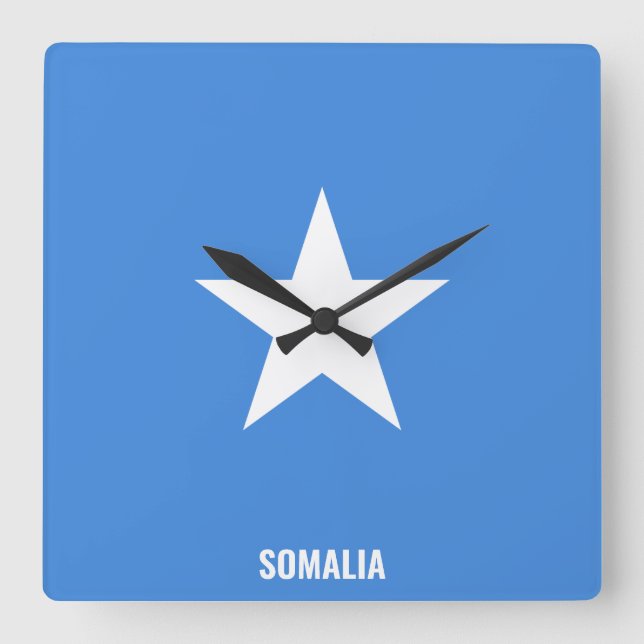 Somalia Flag Dazzling Patriotic Quadratische Wanduhr (Vorderseite)