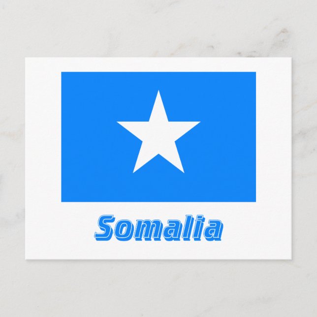 Somalia-Flagge mit Namen Postkarte (Vorderseite)