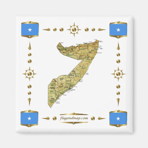 Somalia Karte + Flaggen Magnet