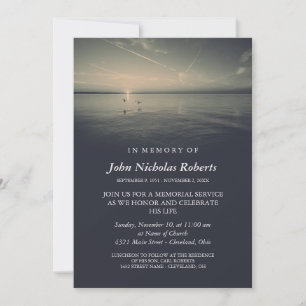 Somber Birds by Ocean Sunrise Memorial Service Einladung