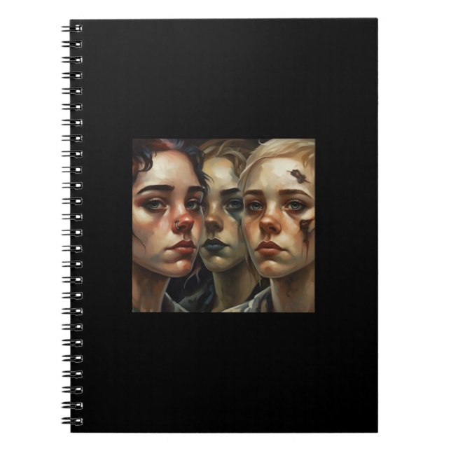 Somber Faces – AI Art Notebook Notizblock (Vorderseite)