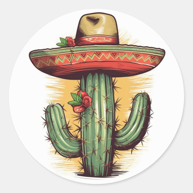 Sombrero-Clad Celebration Cinco de Mayo in Mexiko Runder Aufkleber (Vorderseite)