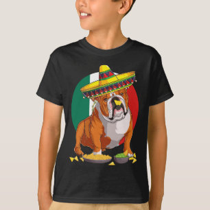 Sombrero English Bulldog Dog Mexiko Flagg Cinco De T-Shirt