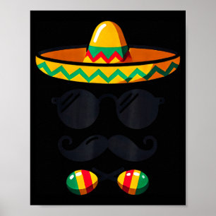 Sombrero Gesicht Cinco De Mayo Schnurrbart Fiesta  Poster