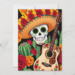 Sombrero Guitar Fun Postcard Einladung