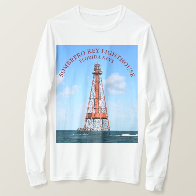 Sombrero Key Lighthouse Florida Keys lange Ärmel T-Shirt (Design vorne)