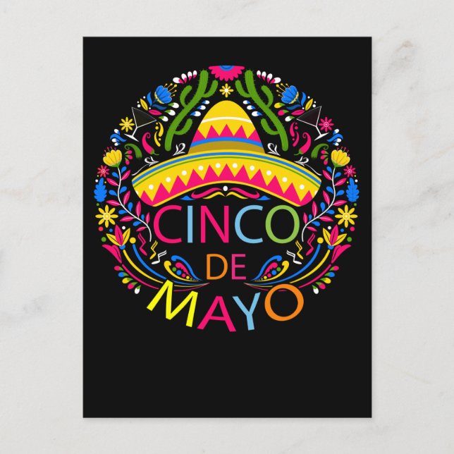 Sombrero Mexican Fiesta Happy Cinco De Mayo Party Postkarte (Vorderseite)