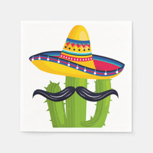 Sombrero mit Kaktus und Mustache Serviette