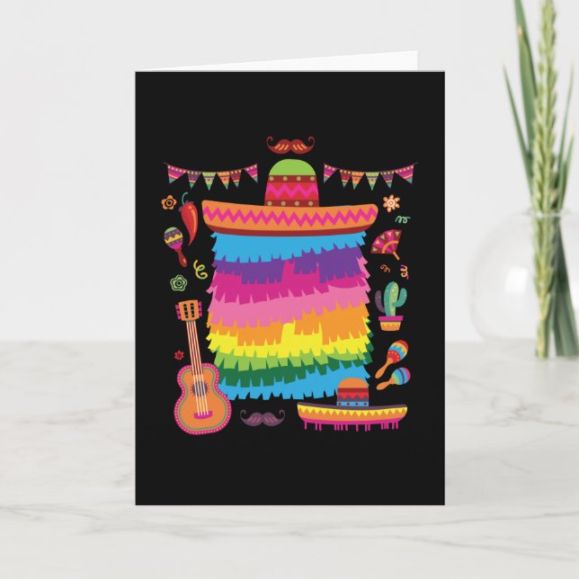 Sombrero Pinata Costume Birthday Karte (Vorderseite)