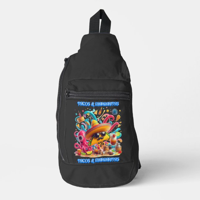 Sombrero und Sonnenbrillen, Tacos und Margaritas Crossbody Bag (Vorderseite)