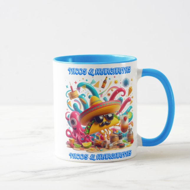Sombrero und Sonnenbrillen, Tacos und Margaritas Tasse (Rechts)