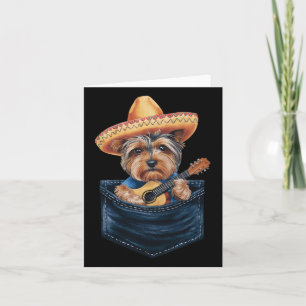 Sombrero Yorkshire Terrier Dog Playing Guitar Cinc Karte