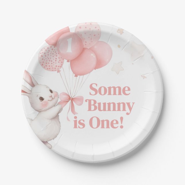 Some Bunny Balloon Birthday Party Pappteller (Vorderseite)