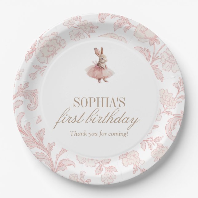 Some Bunny Birthday Pink Bunny Party Pappteller (Vorderseite)