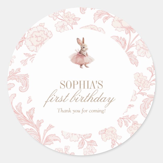 Some Bunny Birthday Pink Bunny Party Runder Aufkleber (Vorderseite)