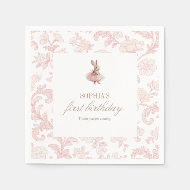 Some Bunny Birthday Pink Bunny Party Serviette (Vorderseite)