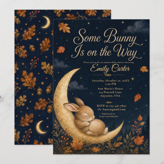 Some Bunny Fall Baby Shower Einladung (Vorne/Hinten)