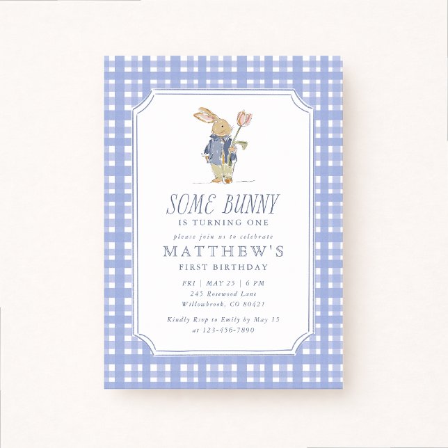 Some Bunny First Birthday Boy Invitation Einladung (Von Creator hochgeladen)