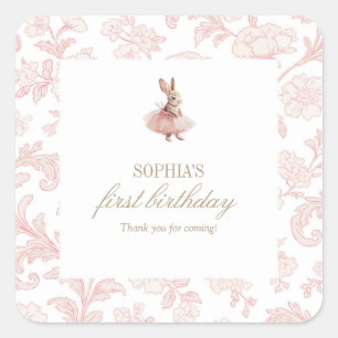 Some Bunny Geburtstag Rosa Bunny Party Quadratischer Aufkleber