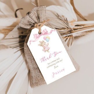 Some Bunny Girl Pink is Turning One Birthday Thank Geschenkanhänger