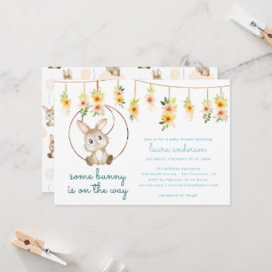 Some Bunny Is On The Way Boho-Hasen-Baby-Party Einladung