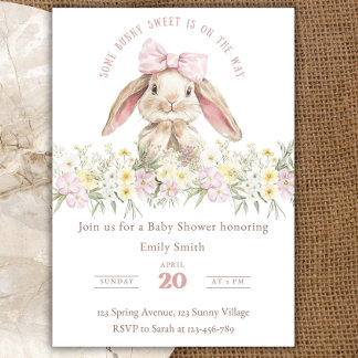 Some Bunny is on the way Invitation Set, Girl Bunn Einladung