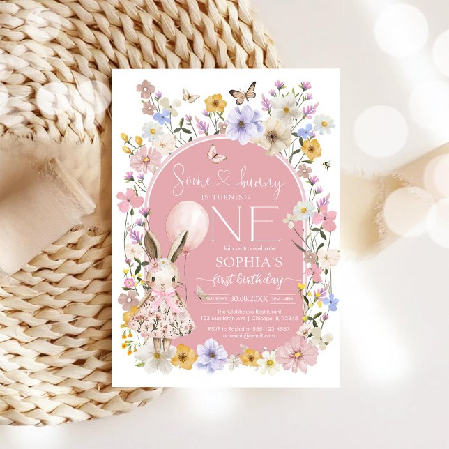 Some Bunny Is ONE First 1st Birthday Invitation (Créateur téléchargé)
