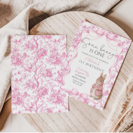 Some Bunny Is One Girl  1st Birthday Invitation Einladung