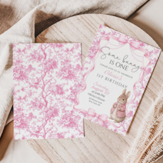 Some Bunny Is One Girl  1st Birthday Invitation Einladung