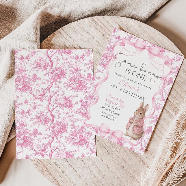 Some Bunny Is One Girl  1st Birthday Invitation Einladung (Von Creator hochgeladen)