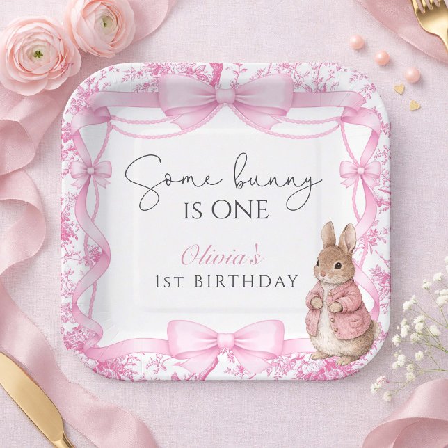Some Bunny Is One Girl 1st Birthday Pappteller (Von Creator hochgeladen)
