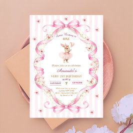Some Bunny is One Pink Bow Gingham 1st Birthday Einladung