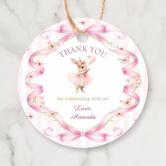 Some Bunny is One Pink Bow Gingham 1st Birthday Geschenkanhänger (Von Creator hochgeladen)