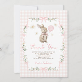 Some Bunny is One: Pink Bow Rabbit Girl Birthday Dankeskarte
