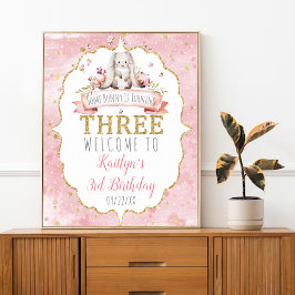 Some Bunny is Turning Three 3rd Birthday Welcome Poster