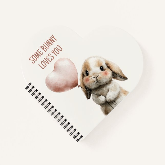 Some Bunny Loves You with Heart Balloon Notizbuch (Vorderseite)