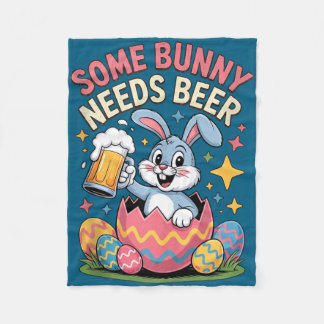 Some bunny needs beer funny easter party tank fleecedecke